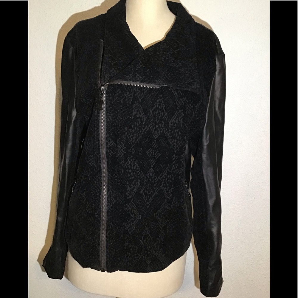 Liverpool black motorcycle faux zip up jacket